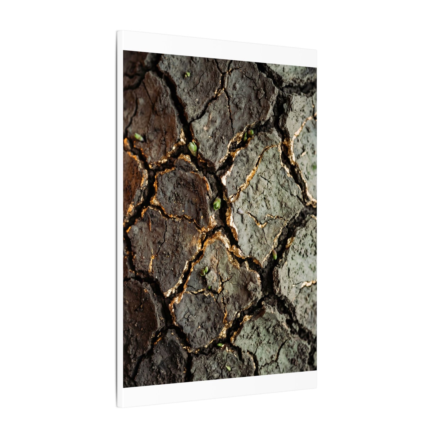 Earthy Cracked Earth Canvas Art - Japanese Pattern Japandi
