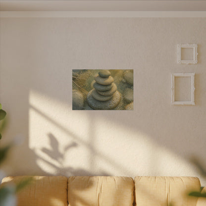 River Stones Watercolor Canvas Art | Elegant Japandi Art