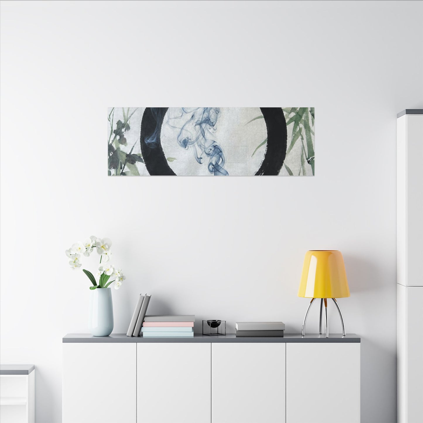 Zen Incense Smoke in Moonlight | Enso Canvas Art