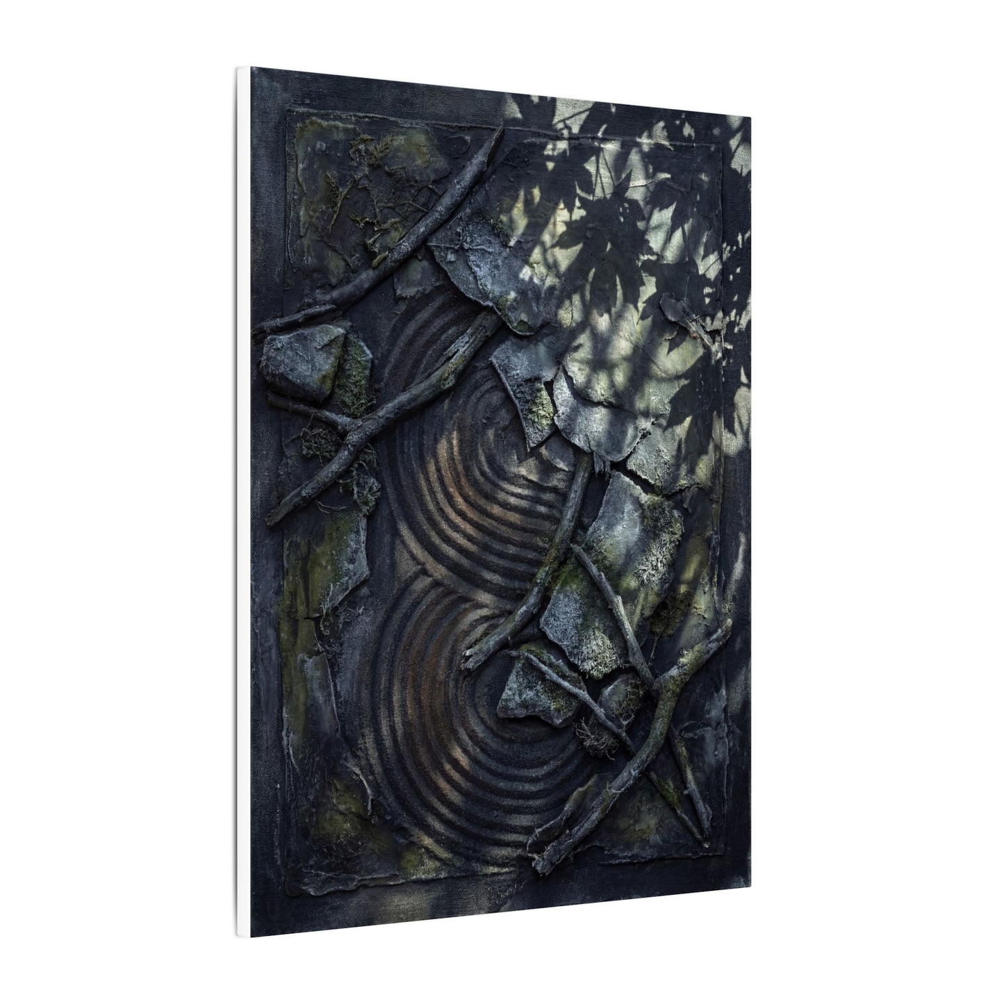 Rock Garden Canvas Art | Winter Dark Japandi Dark Texture Art