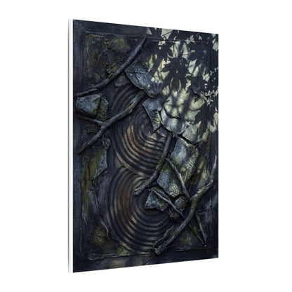 Rock Garden Canvas Art | Winter Dark Japandi Dark Texture Art