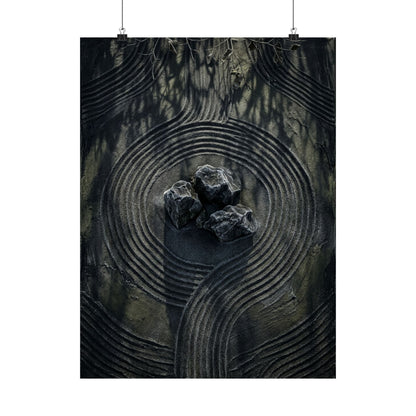 Winter Rock Garden Dark Texture Wall Art Print | Atmospheric Decor