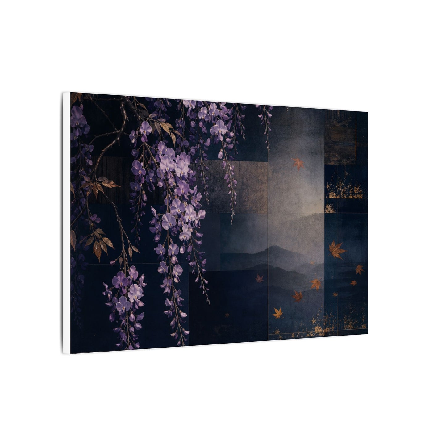 Dawn Wisteria Canvas Art - Dark Japandi Fukinsei