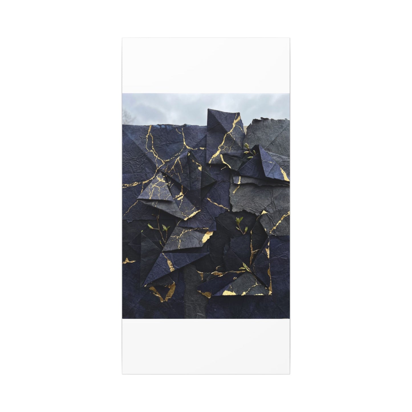 Beautiful Paper Fold Canvas Art - Crackle Gold Kintsugi