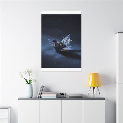 Kintsugi Paper Fold in Moonlight | Crackle Gold Canvas Art