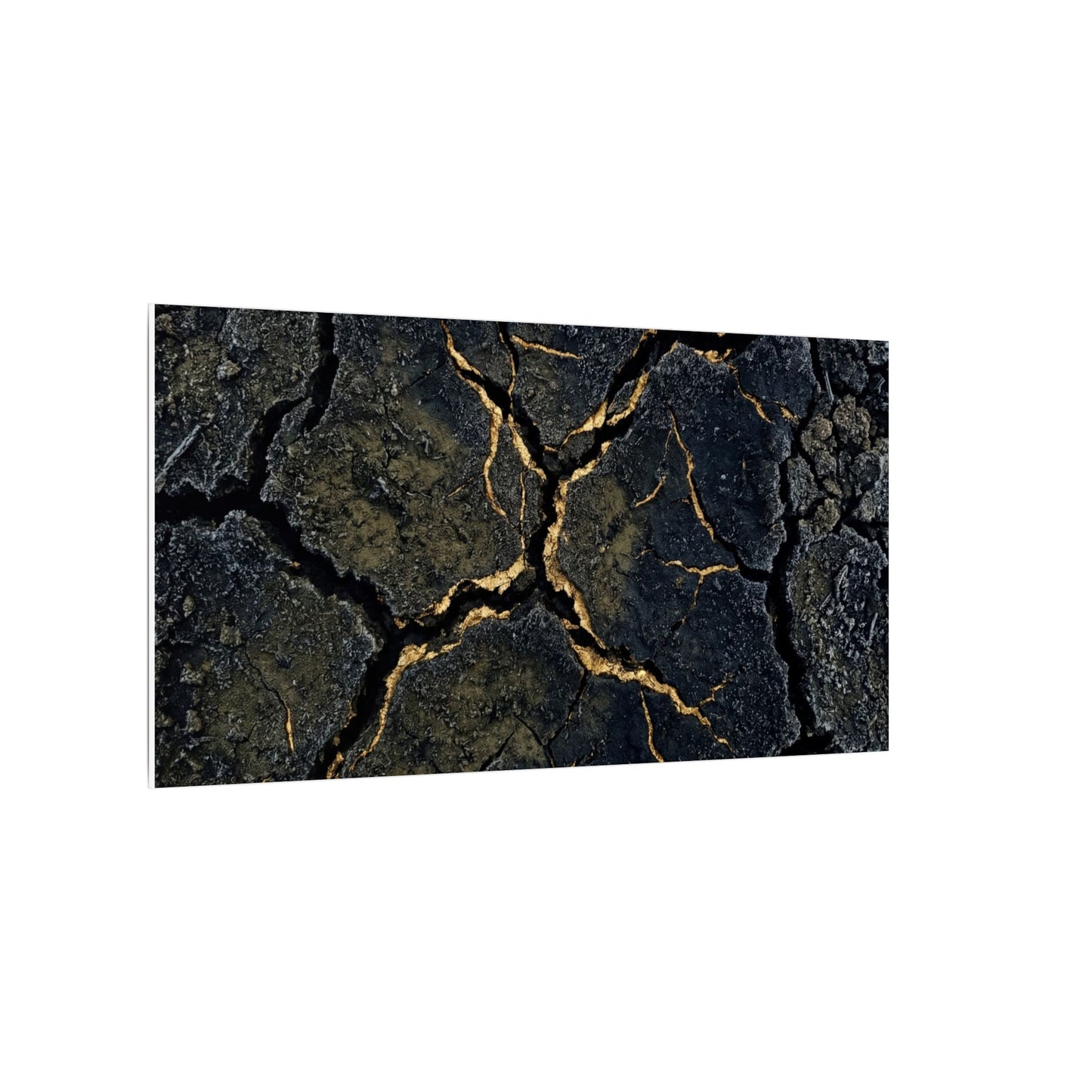 Overcast Cracked Earth Canvas Art - Dark Japandi Ma