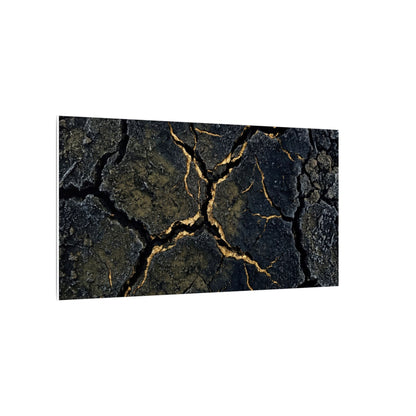 Overcast Cracked Earth Canvas Art - Dark Japandi Ma