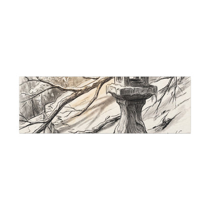 Golden Hour Stone Lantern Canvas Art - Japandi Kanso