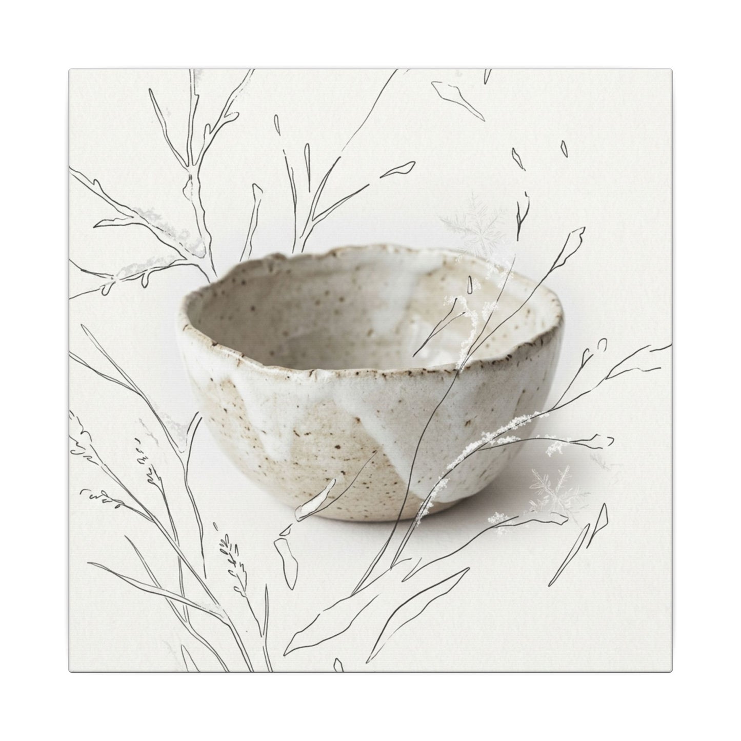 Neutral Ceramic Bowl Canvas Art - Minimal Line Japandi