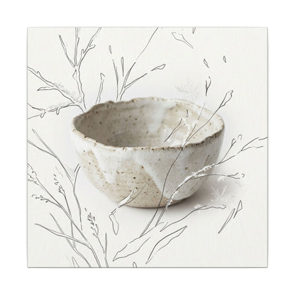 Neutral Ceramic Bowl Canvas Art - Minimal Line Japandi