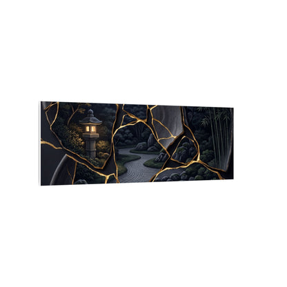 Kintsugi Moonlit Garden in Golden Hour | Gold Repair Canvas Art