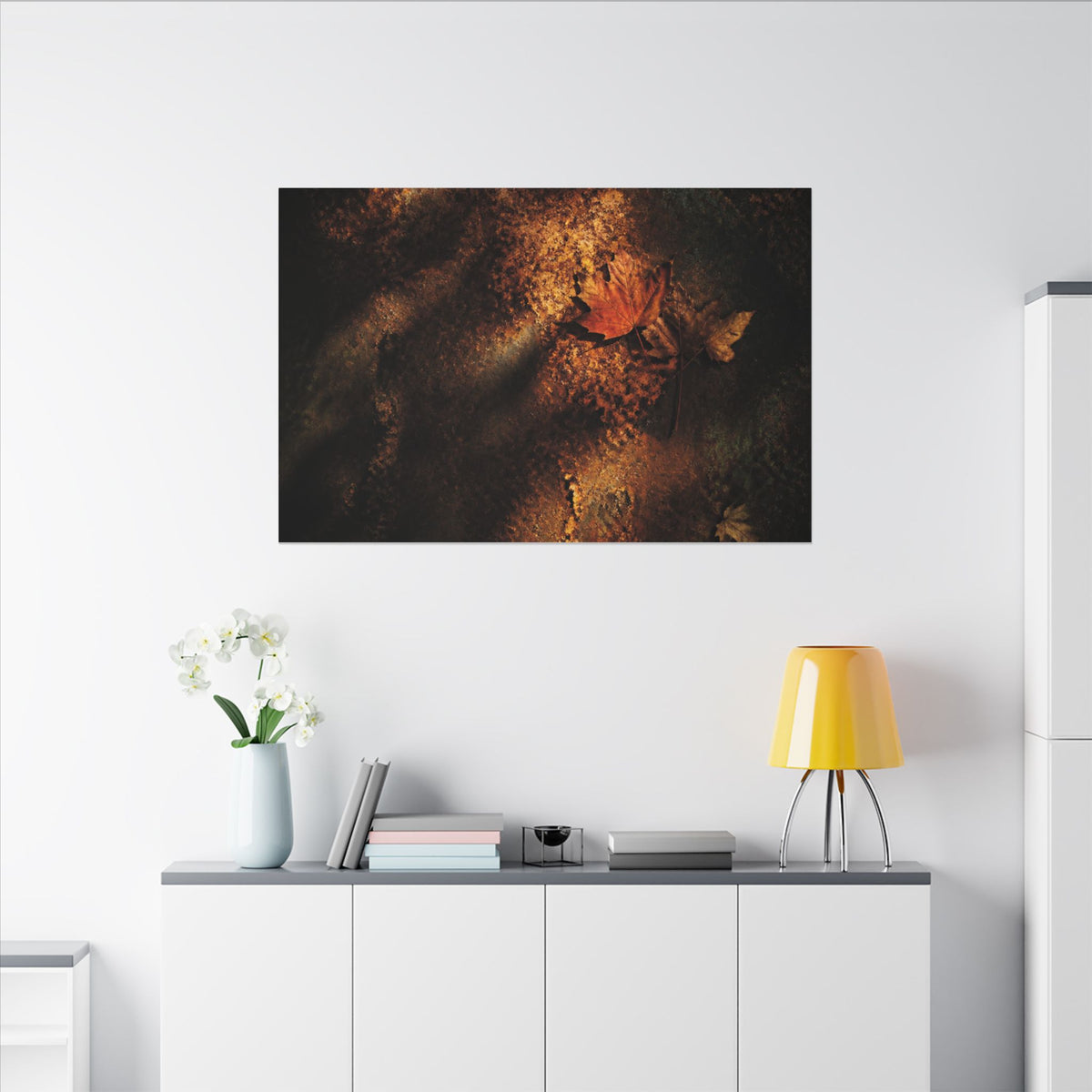 Rust Patina Autumn Canvas Art | Dark Japandi Bold Design
