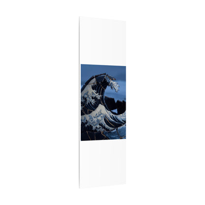 Ocean Wave Canvas Art | Winter Kintsugi Gold Repair Art