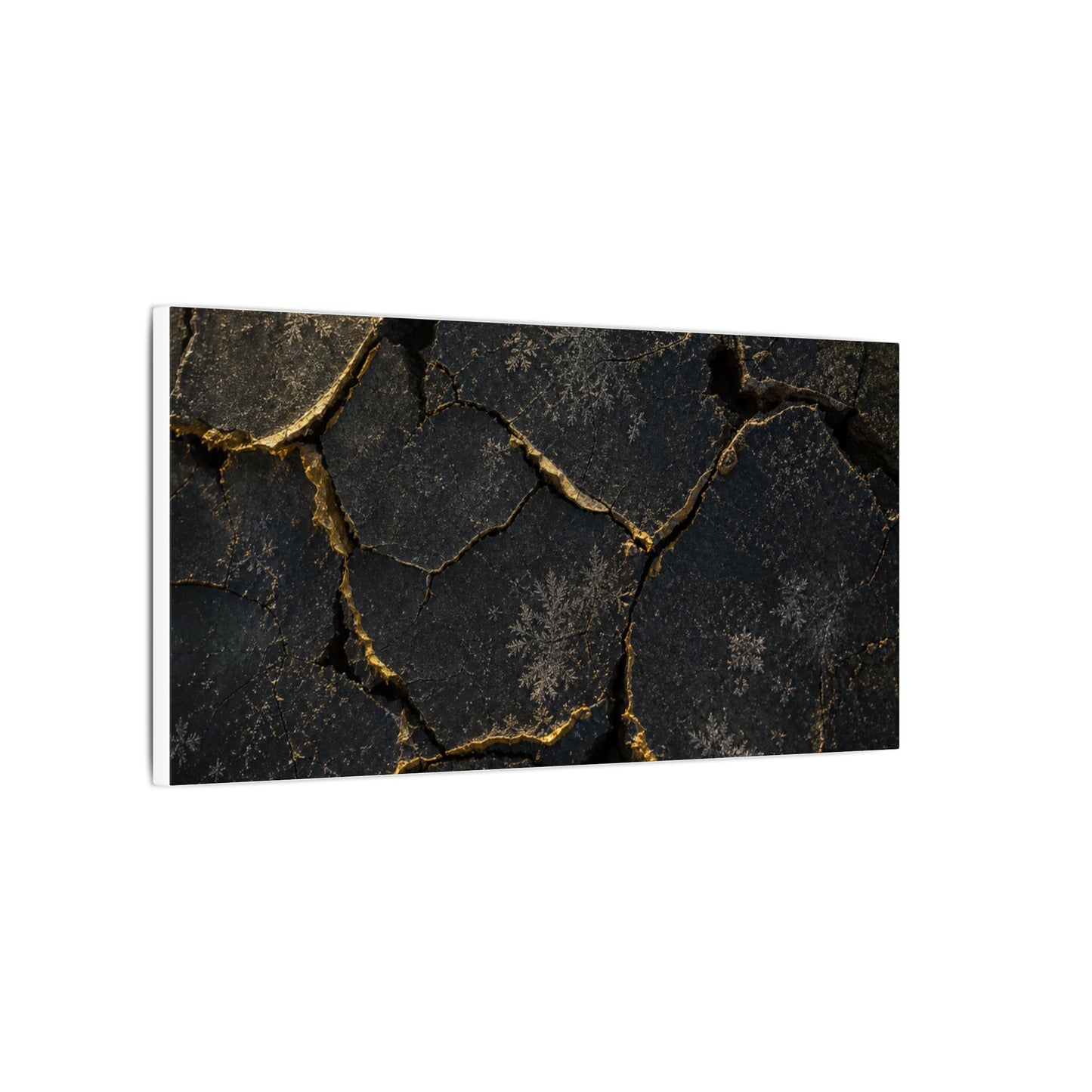 Cracked Earth Canvas Art | Winter Dark Japandi Shadow Zen Art