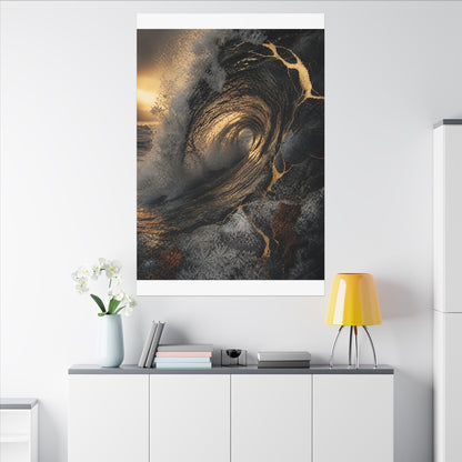 Kanso Ocean Wave Canvas Art - Kintsugi Gold Vein