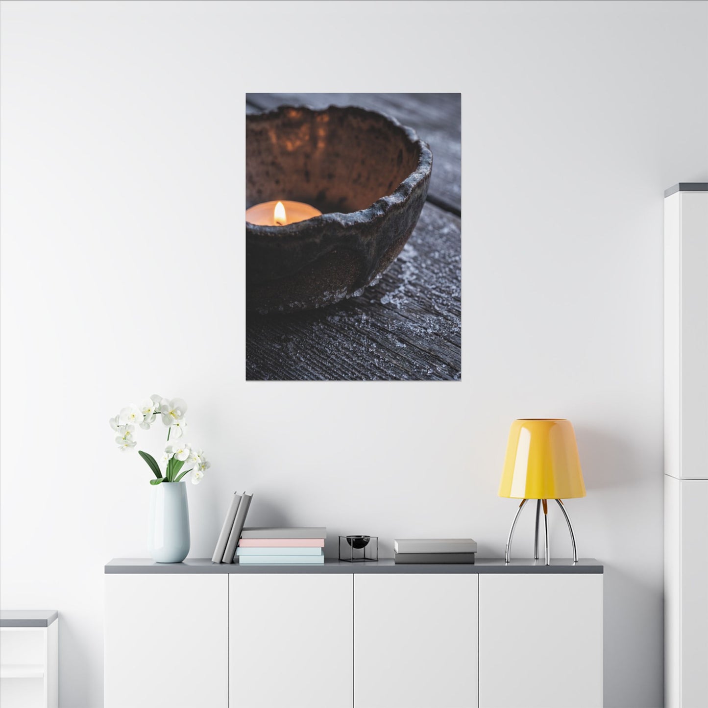 Atmospheric Ceramic Bowl Canvas Art - Moody Minimal Dark Japandi