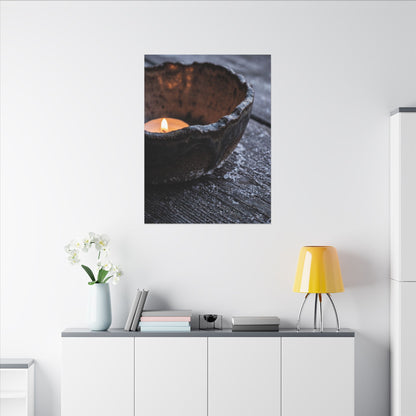 Atmospheric Ceramic Bowl Canvas Art - Moody Minimal Dark Japandi