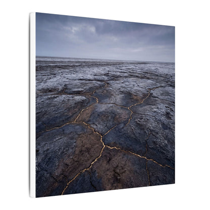Dark Japandi Cracked Earth in Overcast | Dark Texture Canvas Art