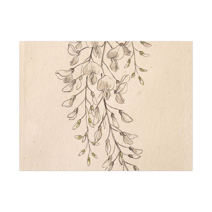 Japandi Wisteria in Golden Hour | Minimal Line Canvas Art