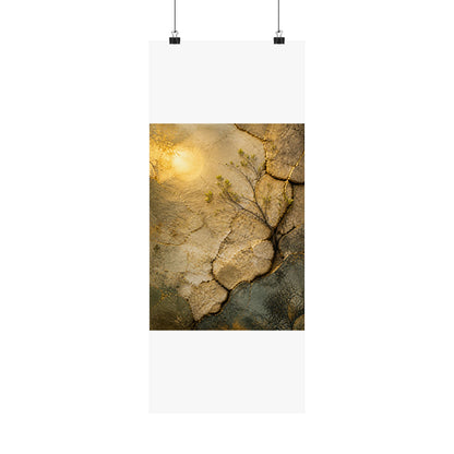 Cracked Earth Texture Wall Art Print | Earthy Japandi Art