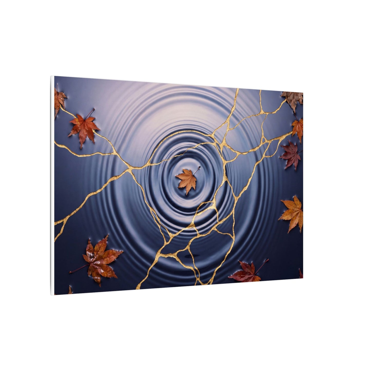 Kintsugi Water Ripple in Dawn | Gold Vein Canvas Art