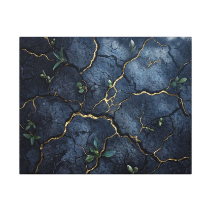 Cracked Earth Spring Canvas Art | Kintsugi Healing Design Art Print