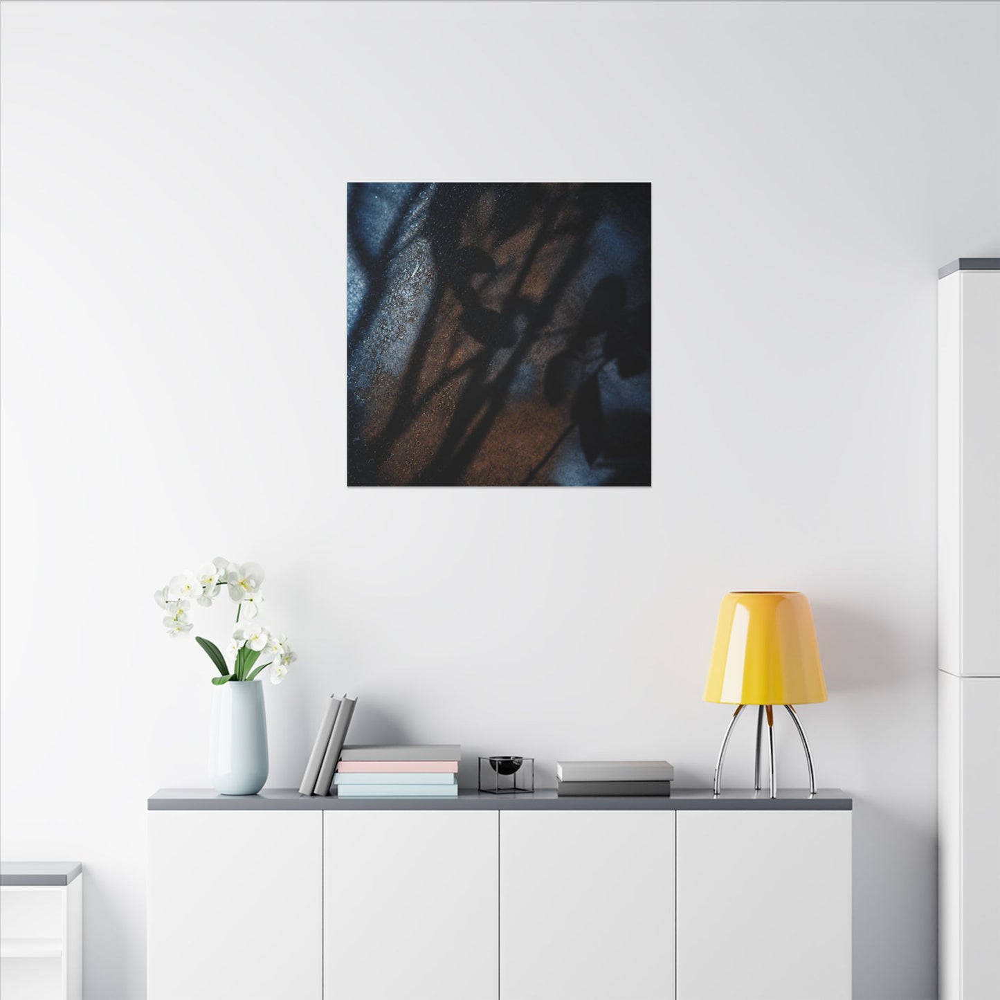 Moonlight Shadow Play Canvas Art - Dark Japandi Ma