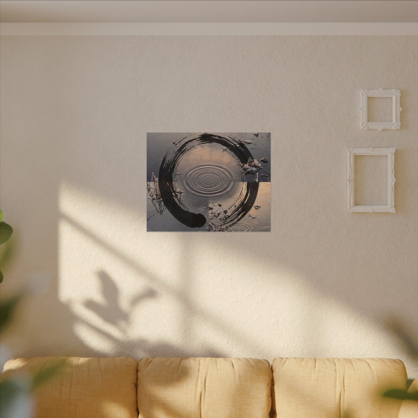 Winter Water Ripple Enso Canvas Art | Tranquil Decor