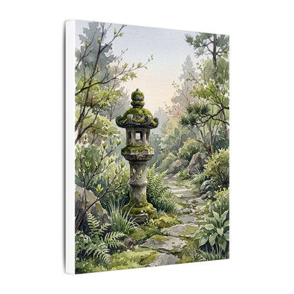 Neutral Stone Lantern Canvas Art - Watercolor Japandi