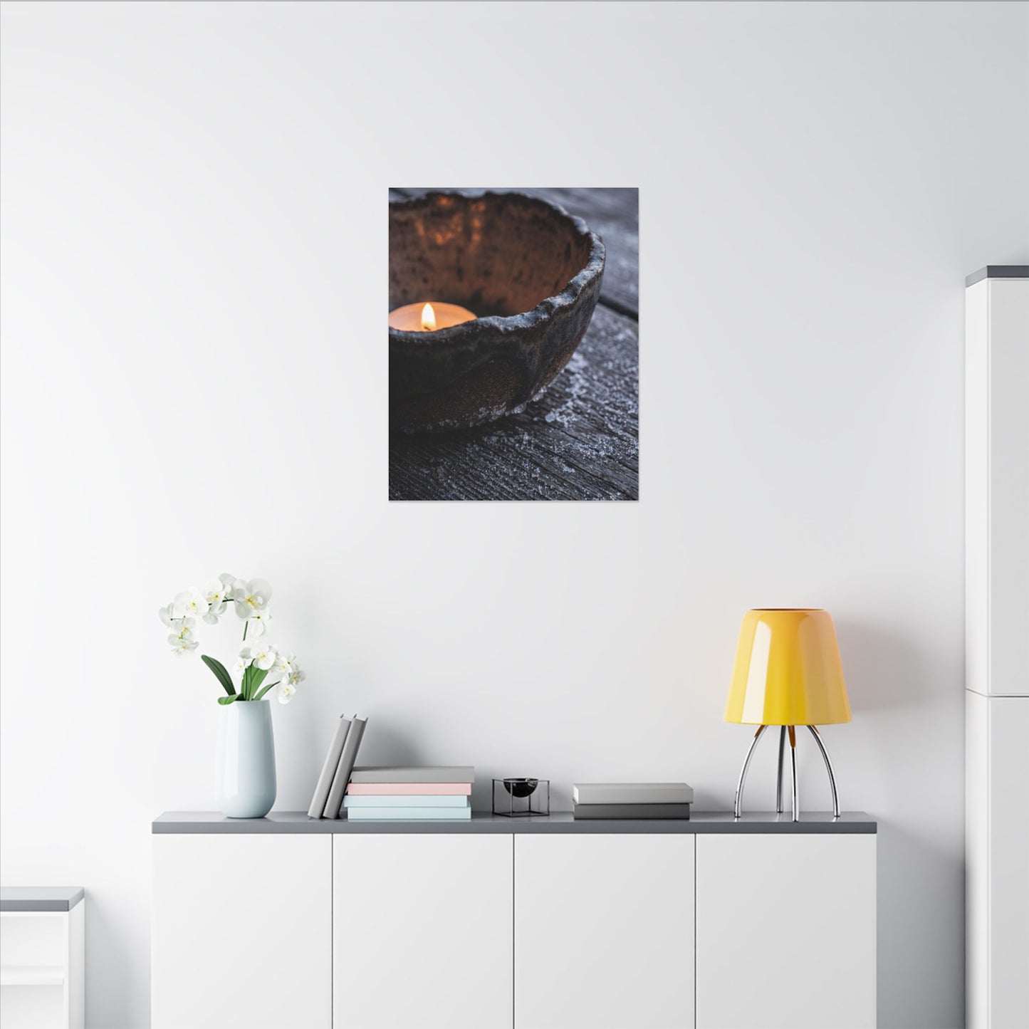 Atmospheric Ceramic Bowl Canvas Art - Moody Minimal Dark Japandi