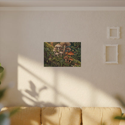 Spring Wild Mushrooms Herbarium Canvas Art | Rustic Decor