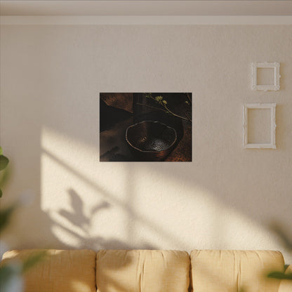Atmospheric Ceramic Bowl Canvas Art - Shadow Zen Dark Japandi