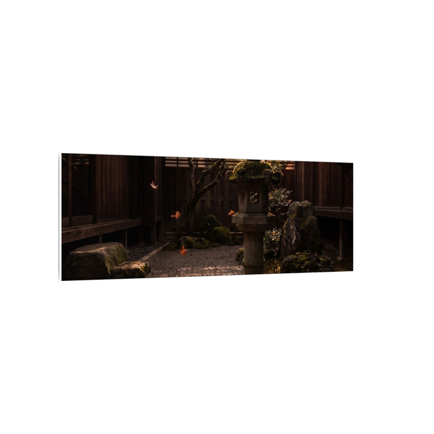 Seijaku Stone Lantern Canvas Art - Dark Japandi Shadow Zen