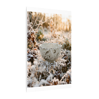 Japandi Ceramic Bowl in Golden Hour | Japanese Pattern Canvas Art