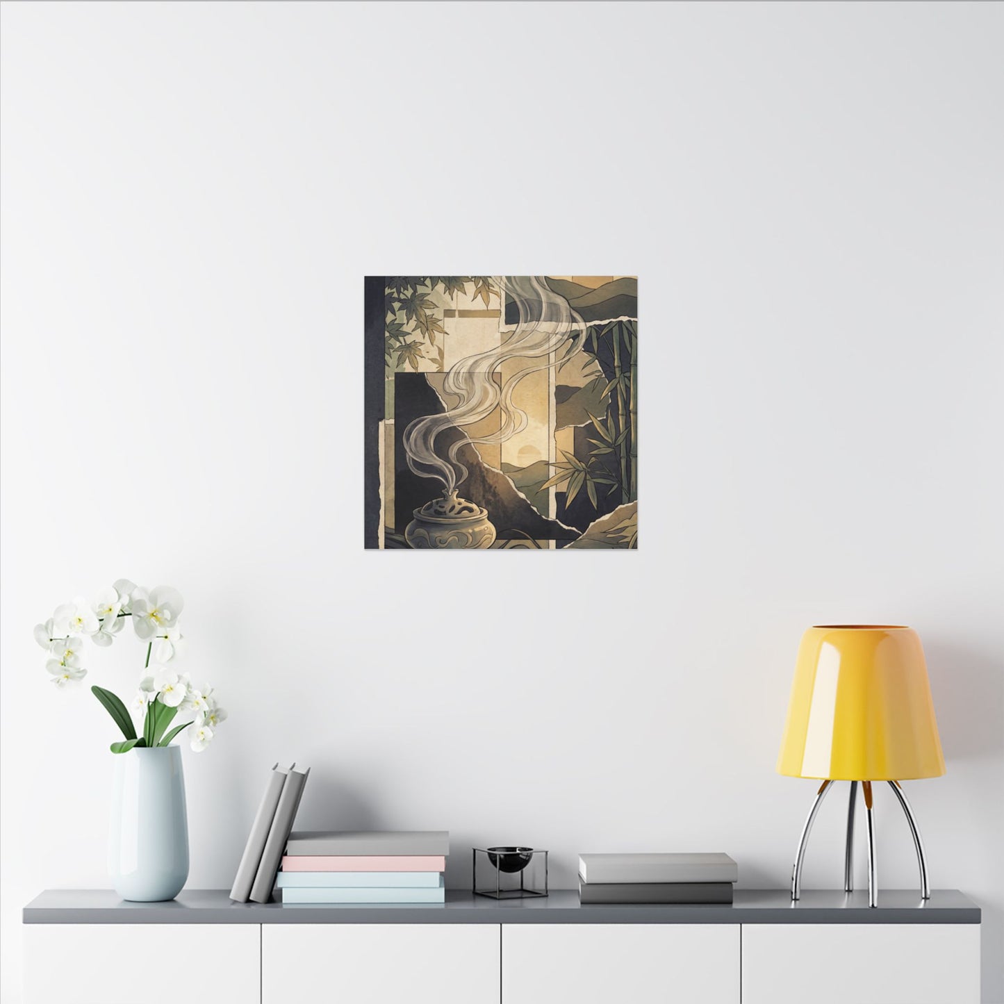 Tranquil Incense Smoke Canvas Art - Ukiyo E Inspired Zen