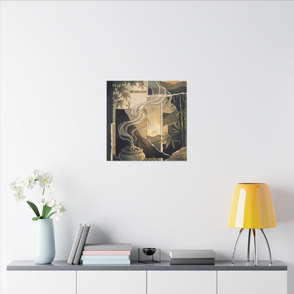 Tranquil Incense Smoke Canvas Art - Ukiyo E Inspired Zen
