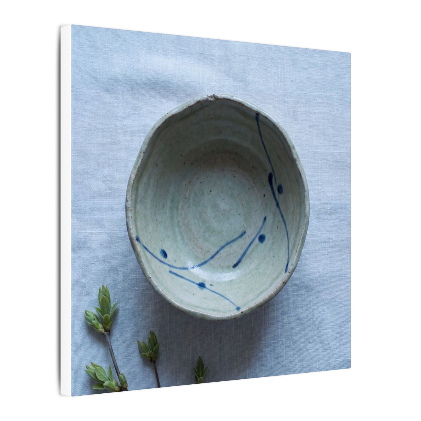 Spring Ceramic Bowl Minimal Line Canvas Art | Warm Decor