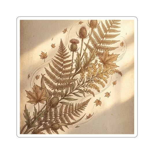 Autumn Dried Flowers Vintage Botanical Sticker | Rustic Decor Art Print