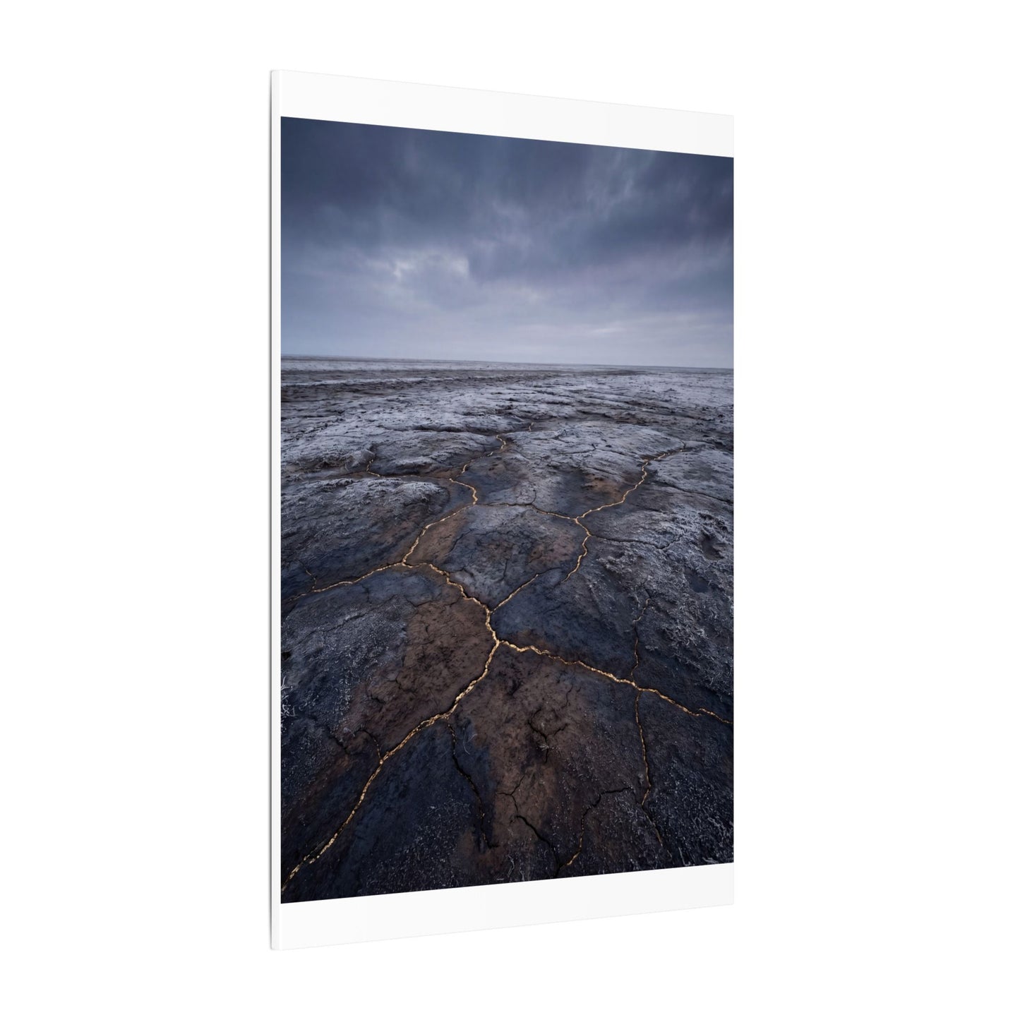 Dark Japandi Cracked Earth in Overcast | Dark Texture Canvas Art