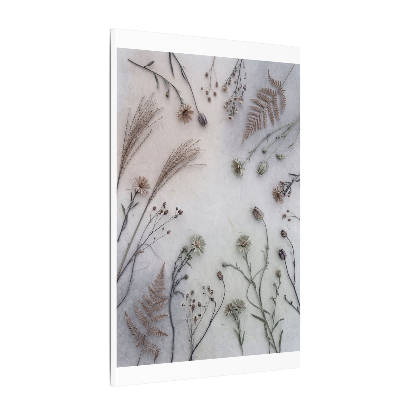 Dried Flowers Japanese Pattern Canvas Art | Elegant Japandi Art