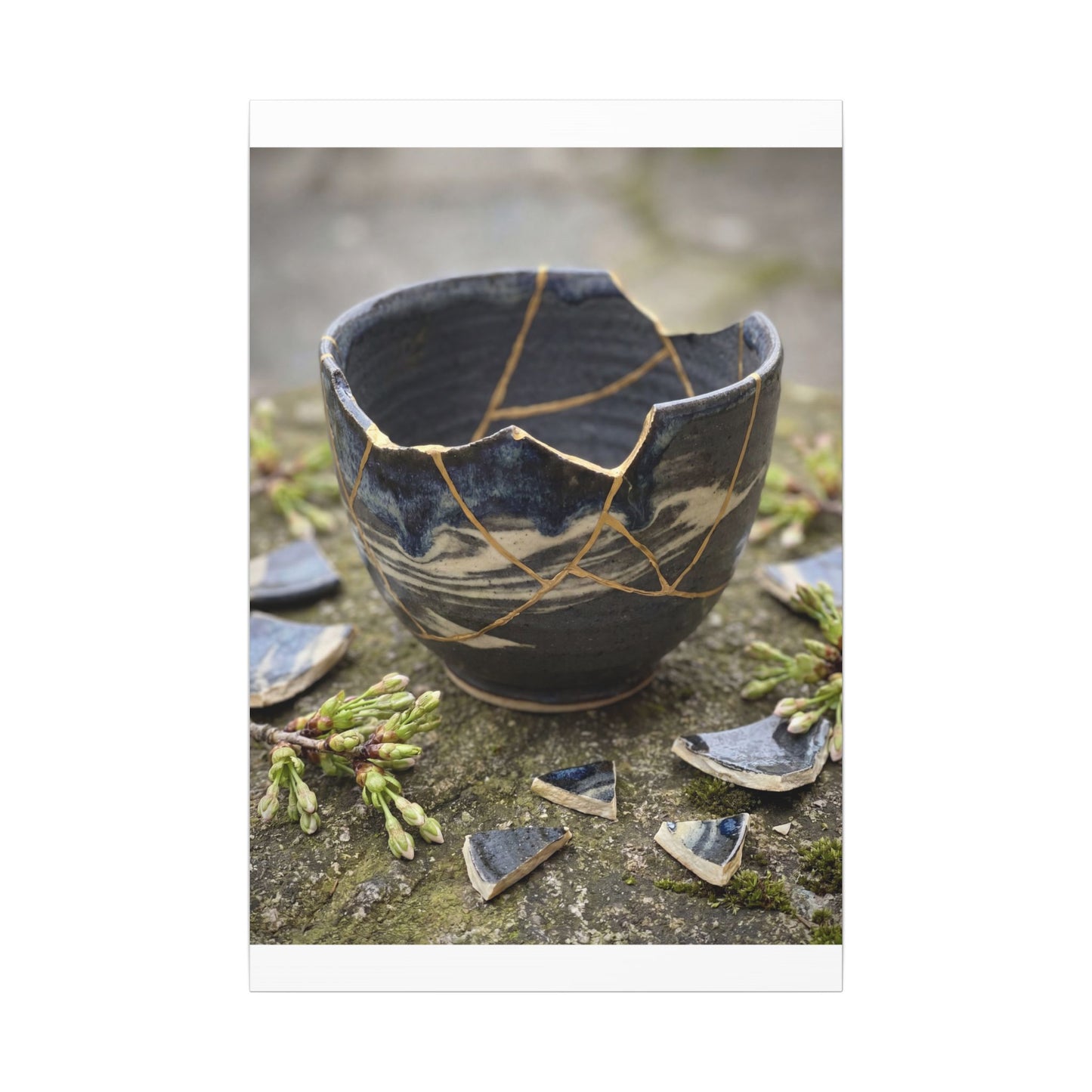 Datsuzoku Ceramic Bowl Canvas Art - Kintsugi Gold Repair