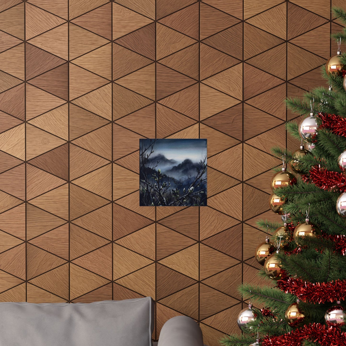 Mountain Mist Wall Art Print | Spring Dark Japandi Dark Texture Art
