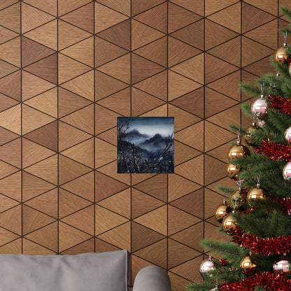 Mountain Mist Wall Art Print | Spring Dark Japandi Dark Texture Art