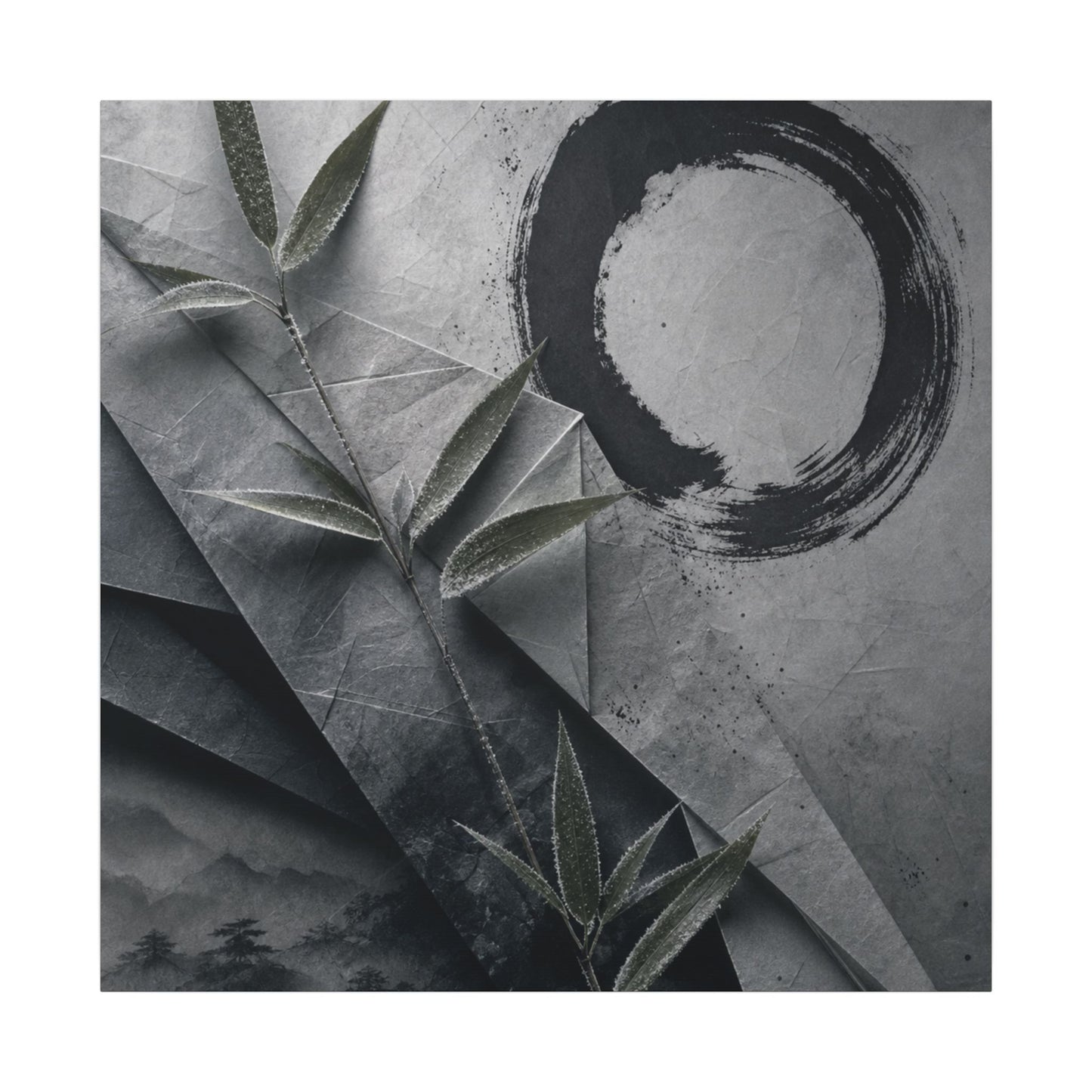 Winter Paper Fold Enso Canvas Art | Serene Decor