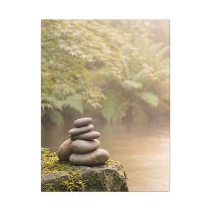 Cozy River Stones Canvas Art - Japanese Pattern Japandi
