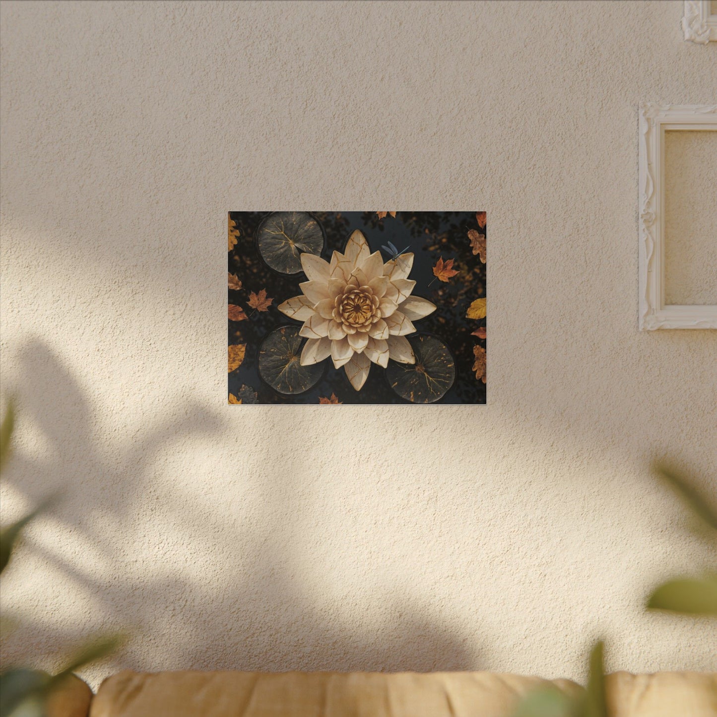 Kintsugi Lotus Flower in Dappled | Gold Repair Canvas Art