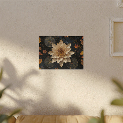 Kintsugi Lotus Flower in Dappled | Gold Repair Canvas Art