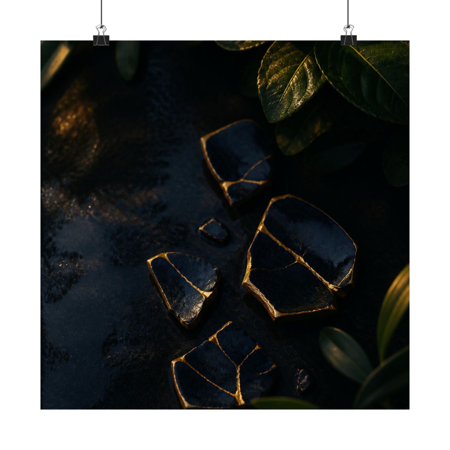 Broken Pottery Wall Art Print | Summer Dark Japandi Moody Minimal Art