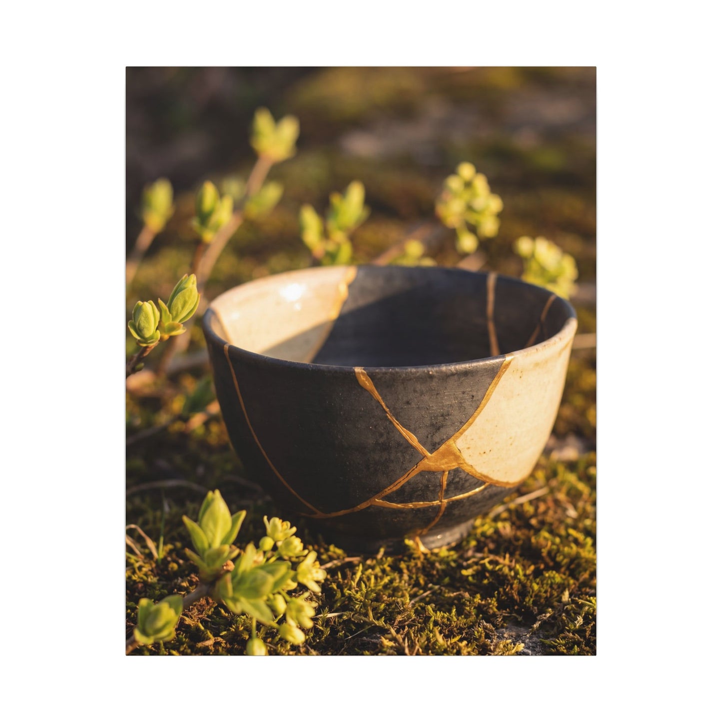 Seijaku Broken Pottery Canvas Art - Kintsugi Gold Repair