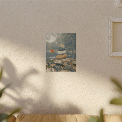 Warm River Stones Canvas Art - Japanese Pattern Japandi